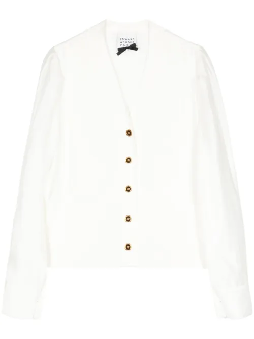 Cardigan boutonné à col v - Edward Achour Paris - Modalova