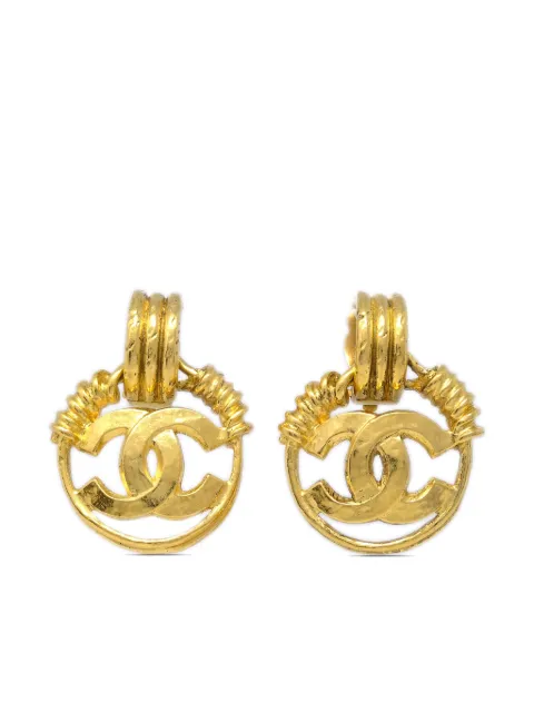 CHANEL Pre-Owned 1994 CC half-hoop clip-on earrings