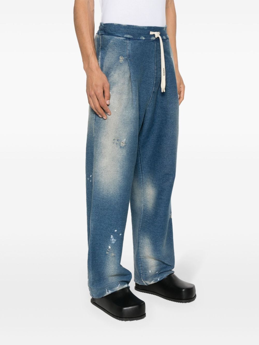 Shop A Paper Kid Washed Denim Effect Loose-fit Trousers In Blue