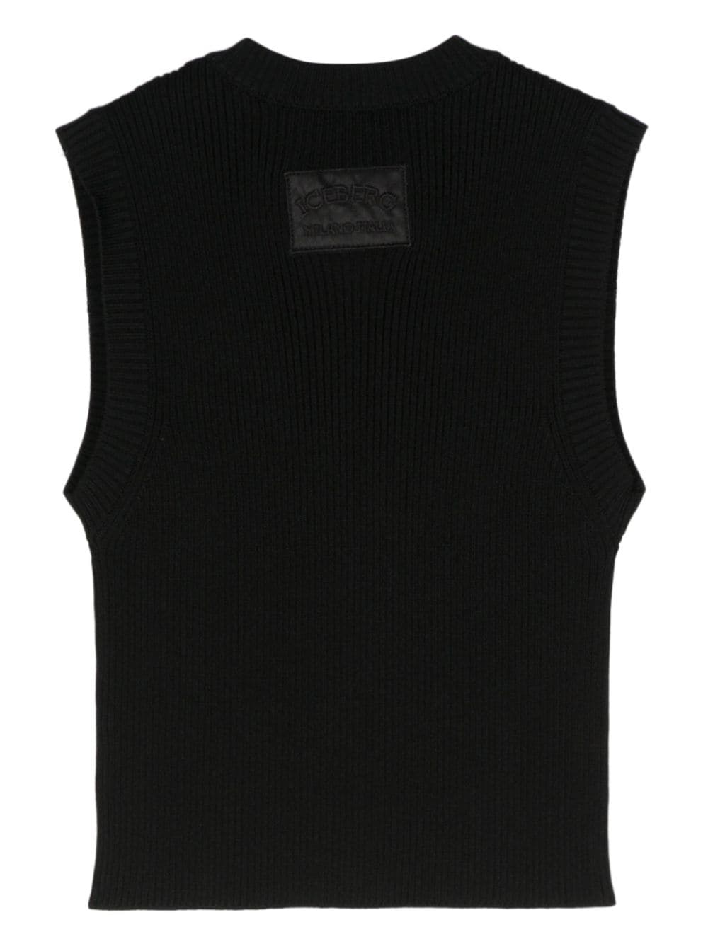 Shop Iceberg Zip-detail Knitted Crop Top In Black