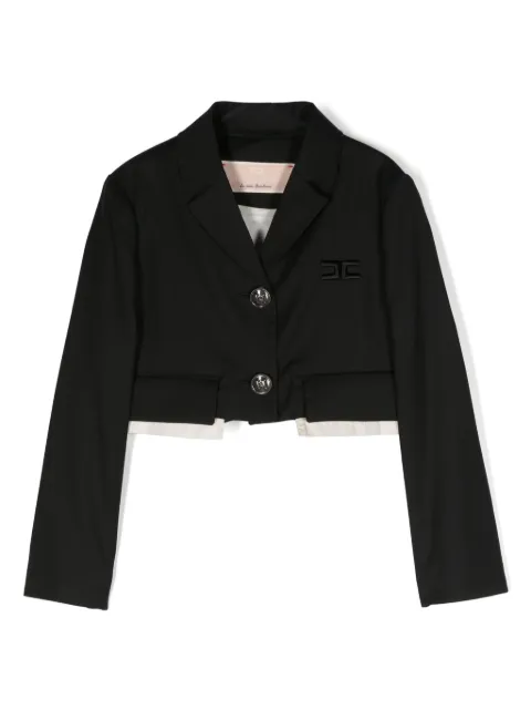 Elisabetta Franchi La Mia Bambina logo-embroidered cropped blazer