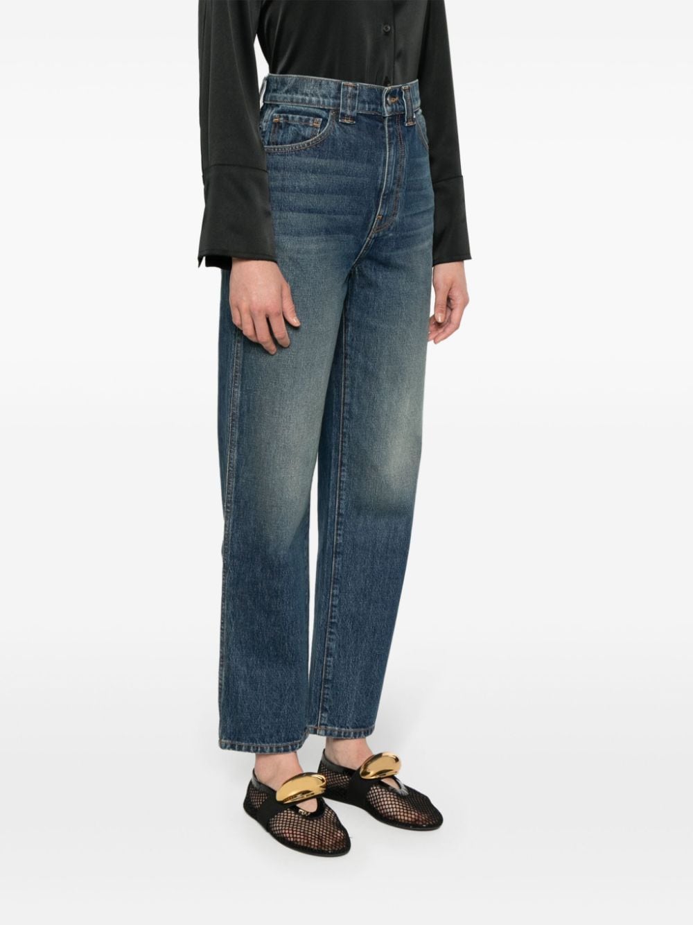 Shop Khaite High-waisted Straight-leg Jeans In Blue