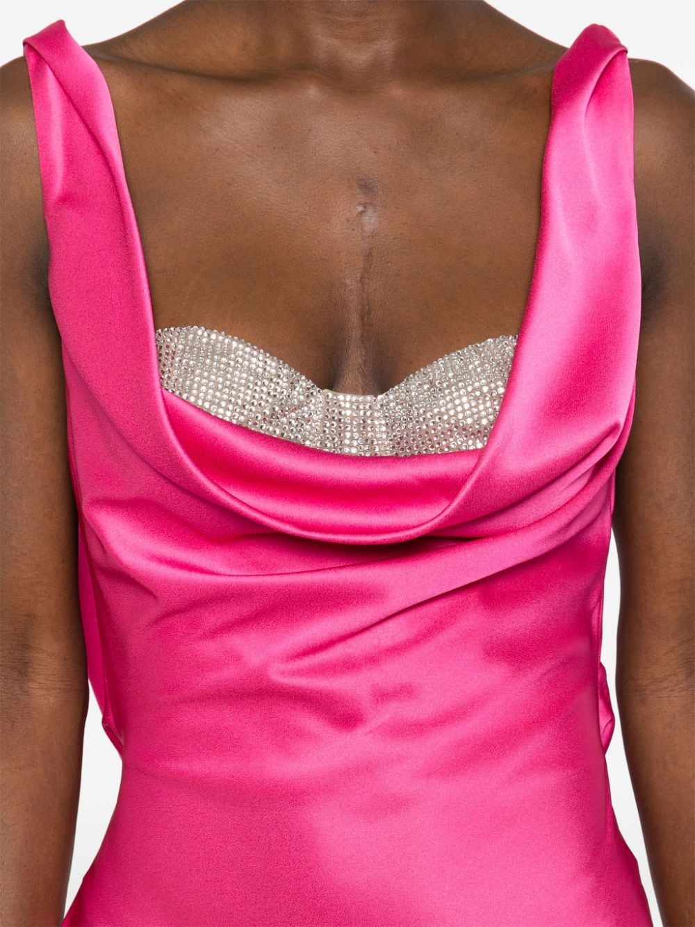 Shop Giuseppe Di Morabito Cowl-neck Crepe Maxi Dress In Pink