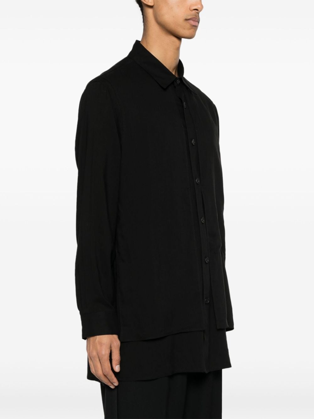 Shop Y's Overlapping Button-up Shirt In Black