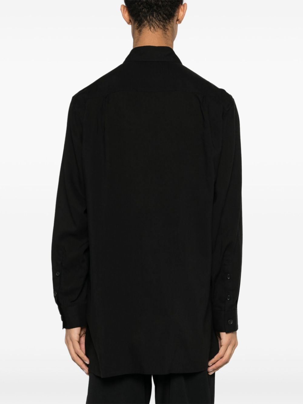Shop Y's Overlapping Button-up Shirt In Black