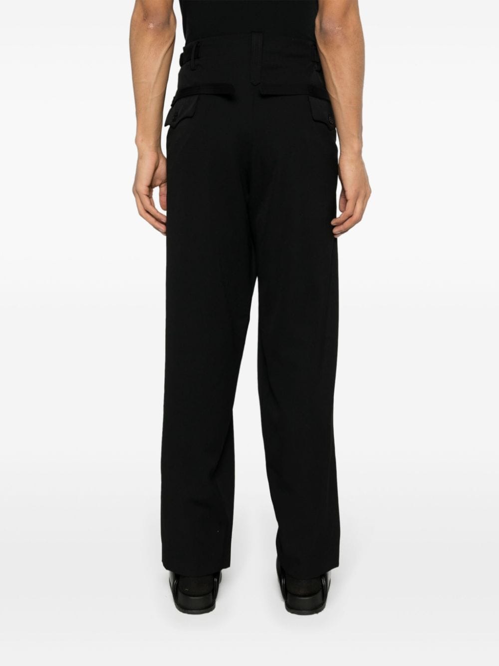 Shop Y's Tapered Wool Trousers In Black