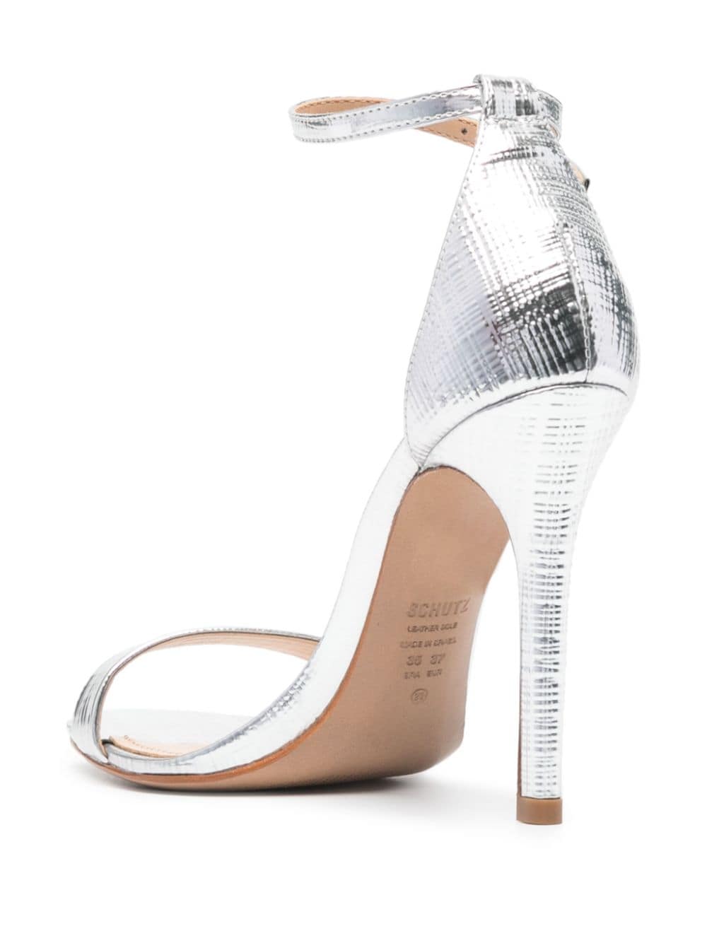Shop Schutz 100mm Metallic-finish Sandals In Silver