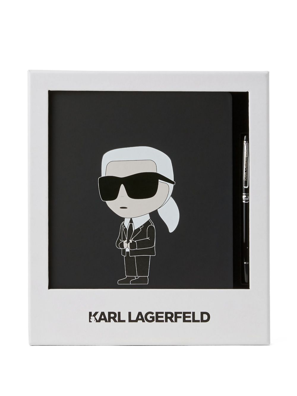 Shop Karl Lagerfeld Ikonik Notebook And Pen Set In Black