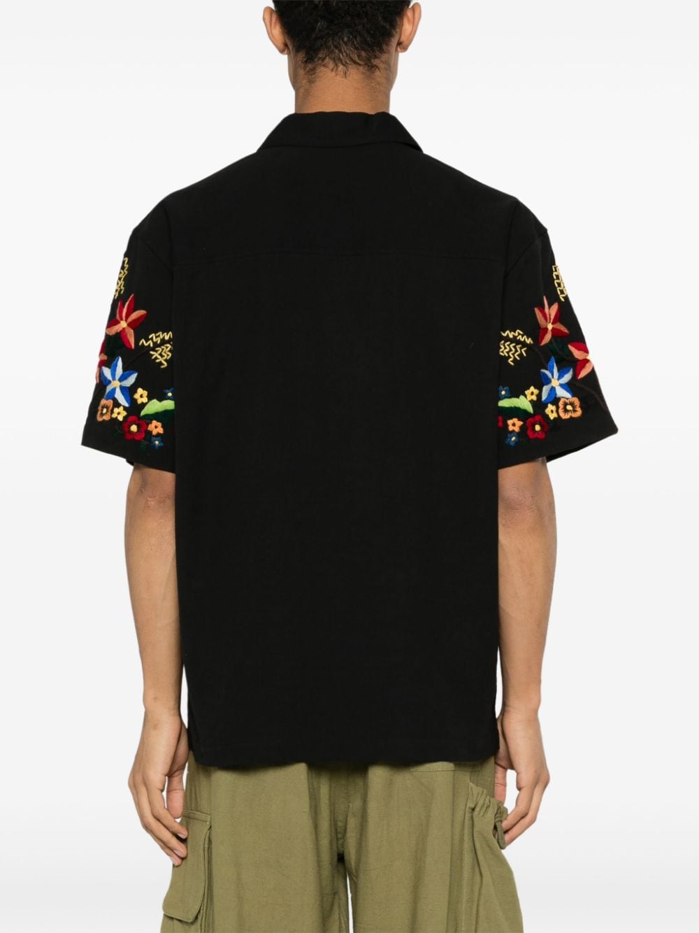 Shop Ymc You Must Create Idris Floral-embroidered Shirt In Black