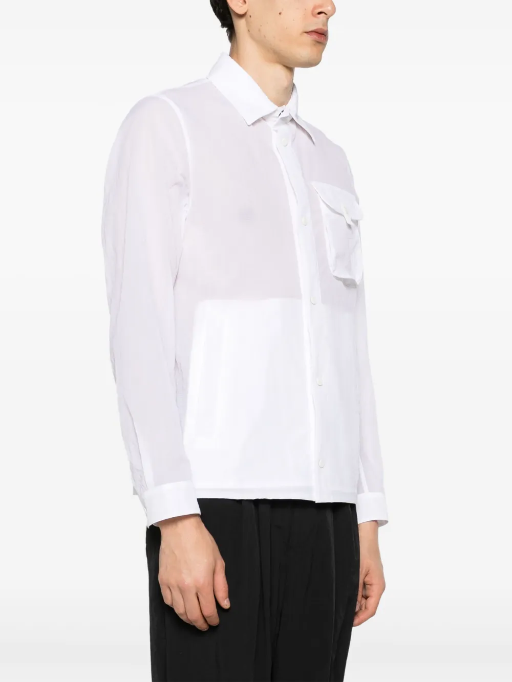 Shop Herno Ripstop Semi-sheer Shirt Jacket In White