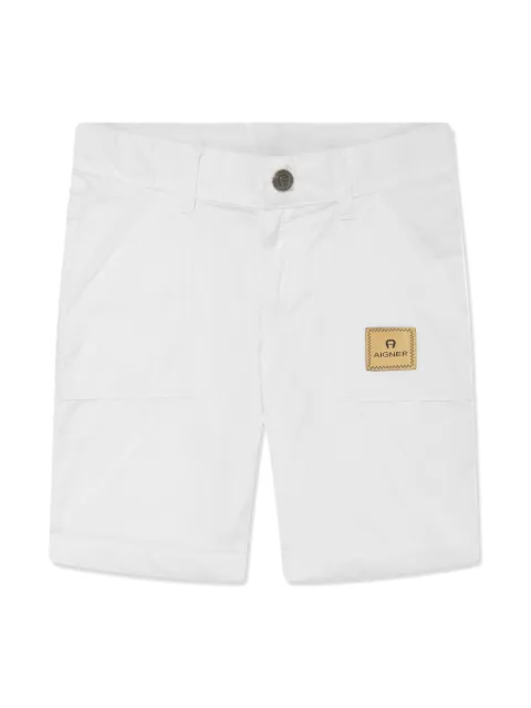 Aigner Kids logo-appliqué cotton shorts