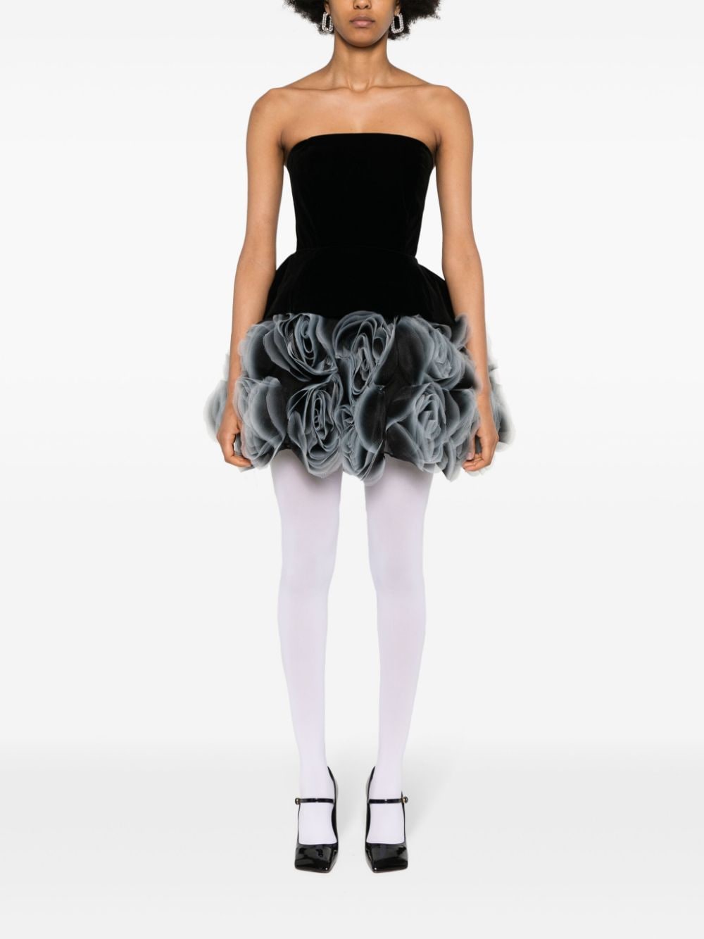Shop Ana Radu Floral-hem Mini Dress In Black