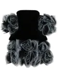 Ana Radu floral-appliqué velvet mini dress - Black