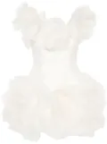 Ana Radu floral-appliqué crepe mini dress - Neutrals