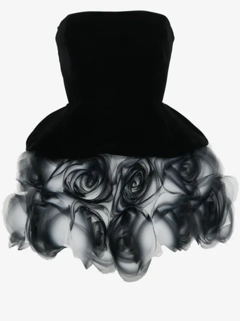 Ana Radu robe-bustier en jean à appliqués fleur