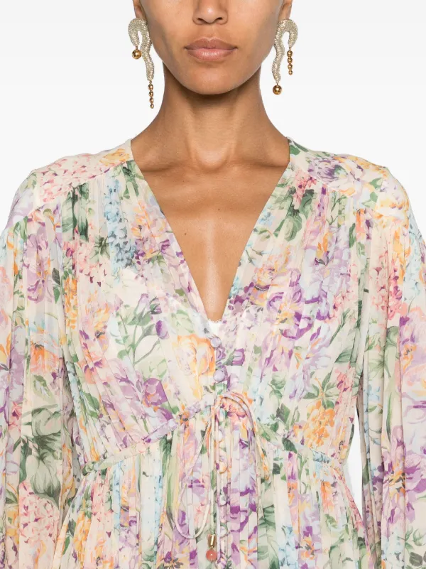 ZIMMERMANN Halliday floral-print Maxi Dress | Neutrals | FARFETCH UZ