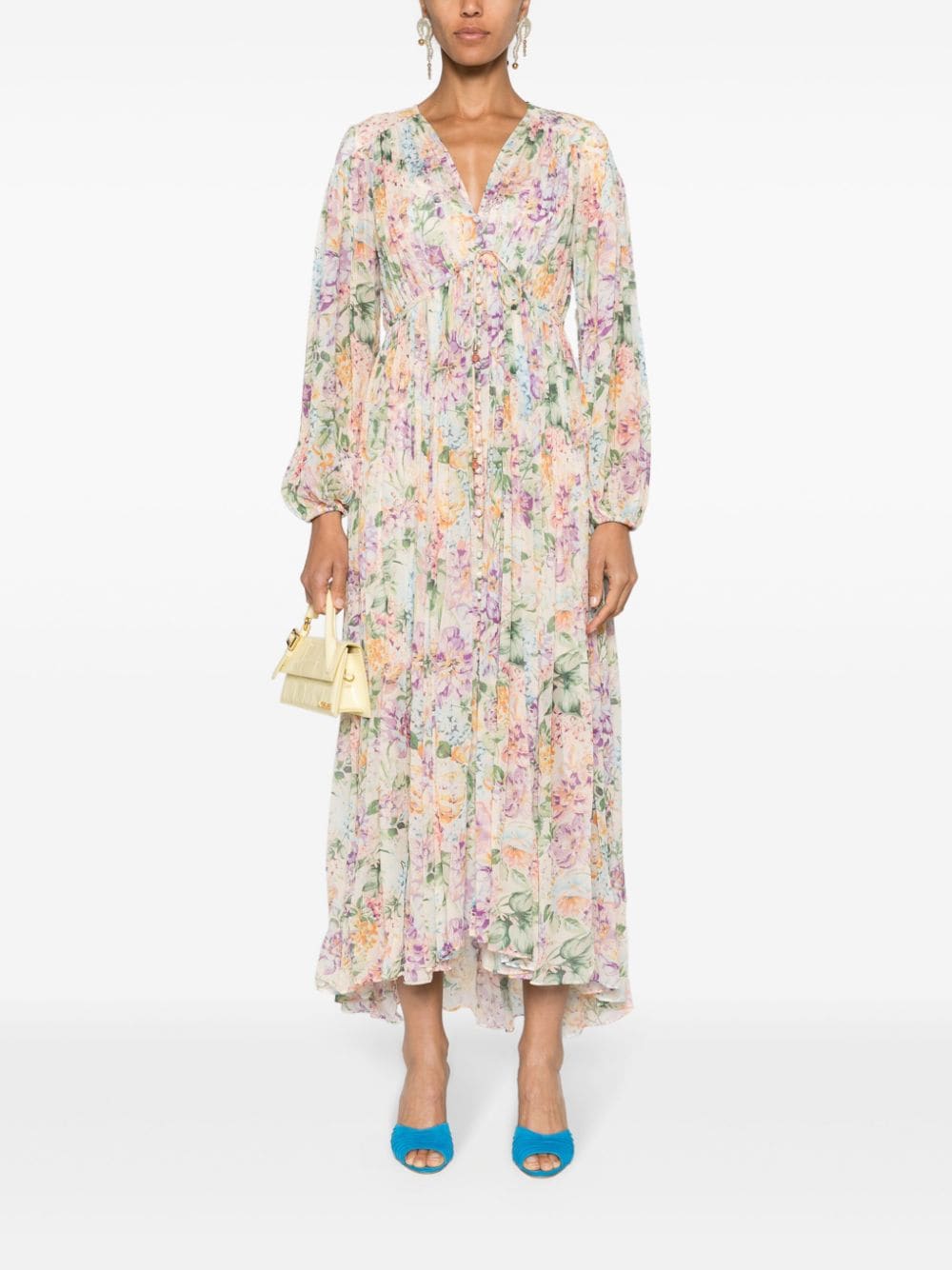 Shop Zimmermann Halliday Floral-print Maxi Dress In Neutrals