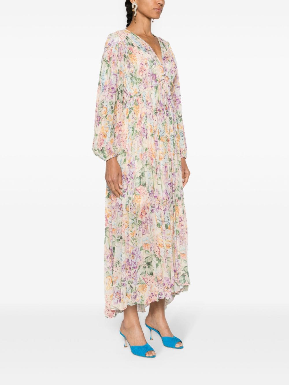 ZIMMERMANN Halliday maxi-jurk met bloemenprint Beige