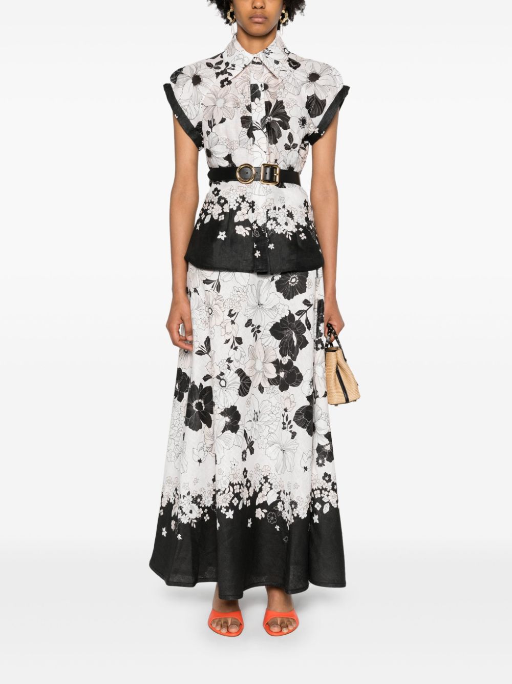 ZIMMERMANN Midi-jurk met bloemenprint Wit