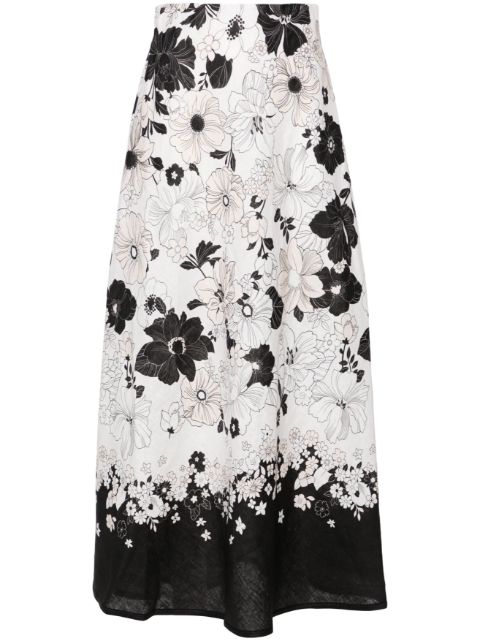 ZIMMERMANN Pop floral-print midi skirt