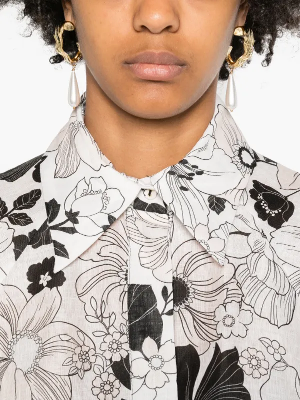 ZIMMERMANN Pop floral-print Shirt | White | FARFETCH