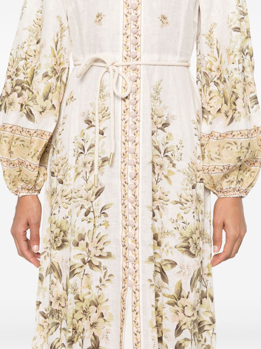 Shop Zimmermann Floral Midi Dress In Neutrals