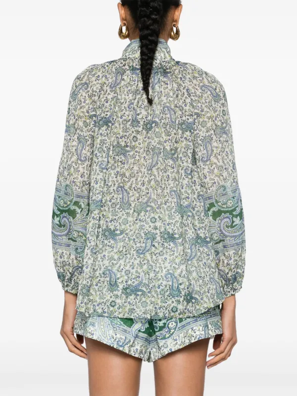 ZIMMERMANN Ottie paisley-print Blouse | Green | FARFETCH