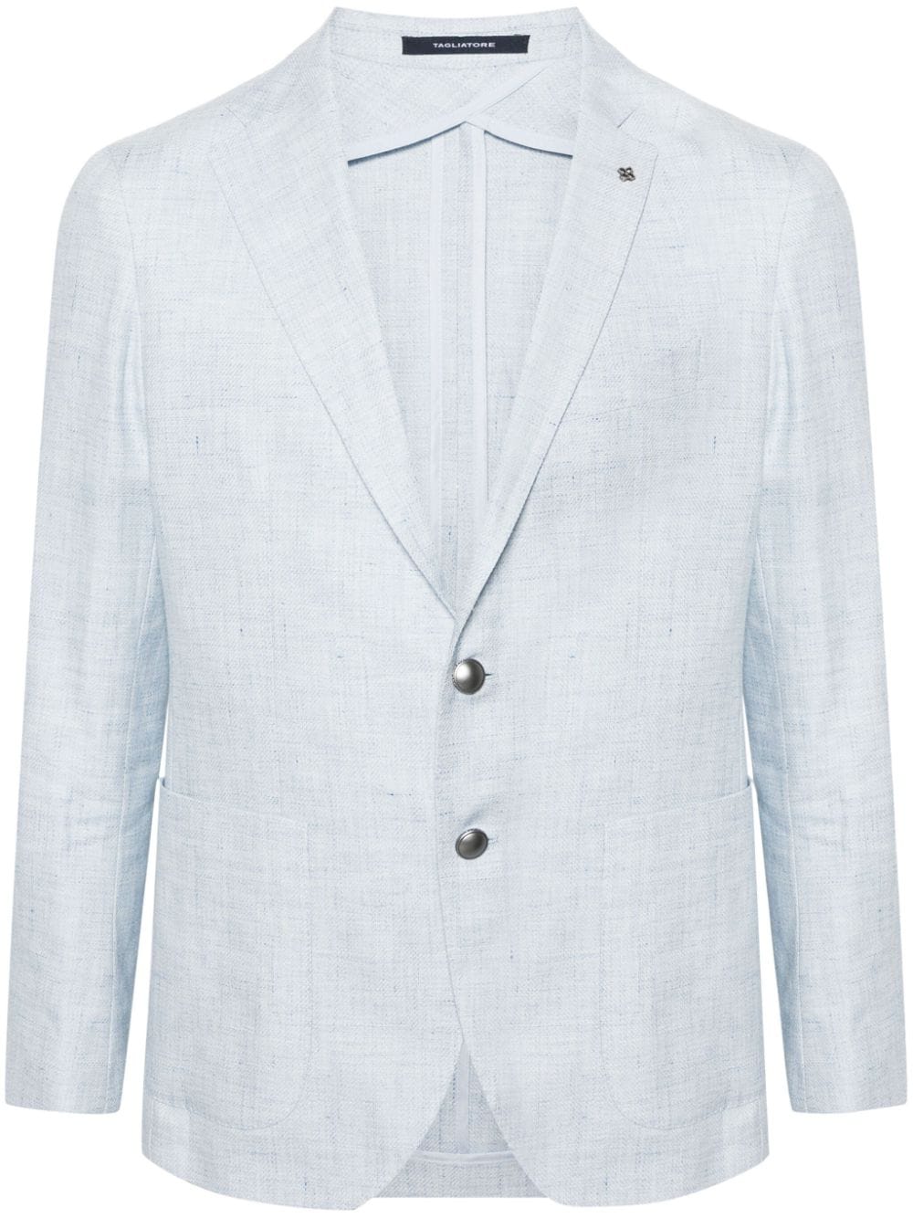 Tagliatore Slub-texture Single-breasted Blazer In Blue