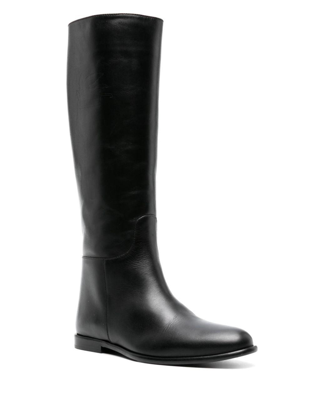 Pre-owned Etro Pegaso-motif Leather Boots In Black