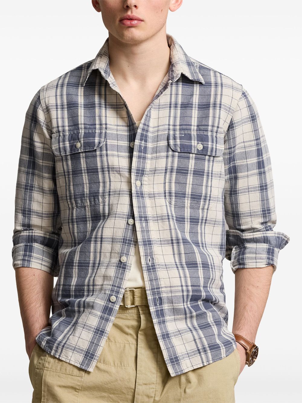 Polo Ralph Lauren Checkered Two Tone Shirt Neutrals FARFETCH