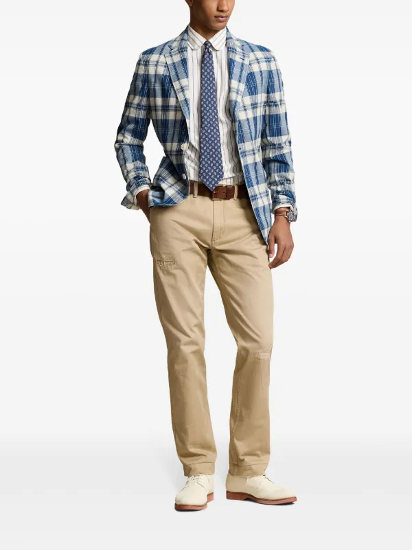 Polo Ralph Lauren Plaid Cotton Blazer | Blue | FARFETCH