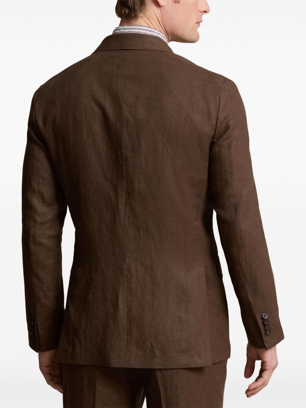 Shop Polo Ralph Lauren Single-breasted Linen Blazer In Brown