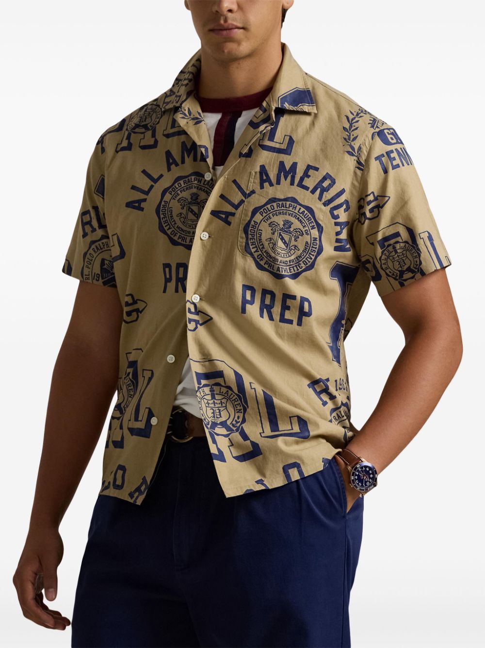 Shop Polo Ralph Lauren Graphic-print Shirt In Neutrals