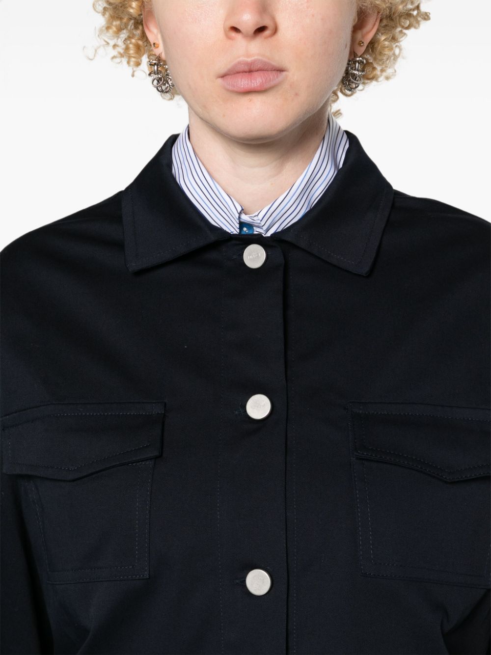 Shop Merci Wide-sleeves Twill Shirt Jacket In Blue