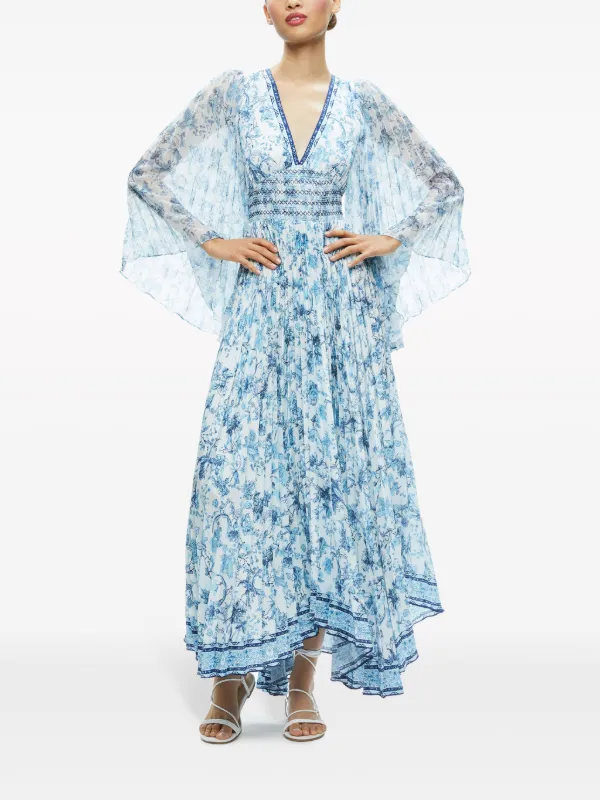 Alice + Olivia Sion Sunburst Maxi Dress | Blue | FARFETCH Alice + Olivia Sion Sunburst Maxi Dress | Blue | FARFETCH
