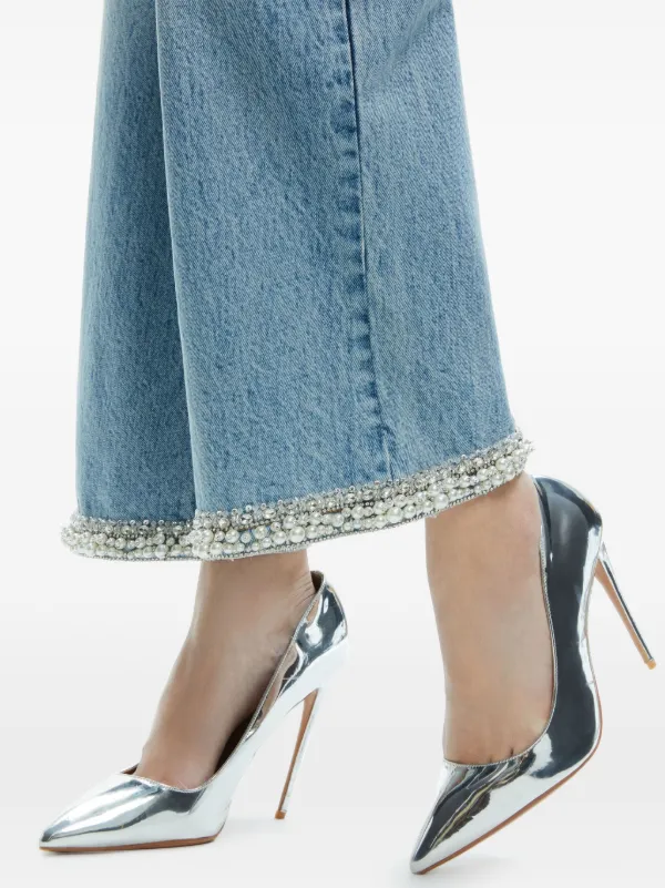 Alice + Olivia Ora Embellished wide-leg Jeans | Blue | FARFETCH