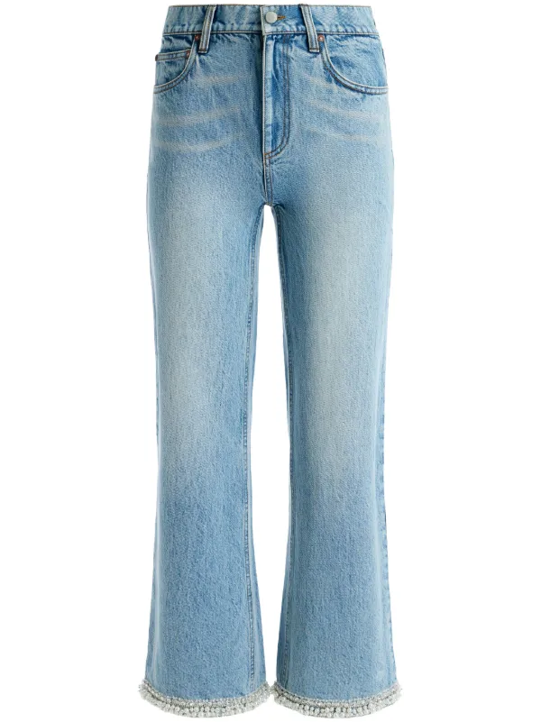 Alice Olivia Ora Embellished wide-leg Jeans Blue FARFETCH IN