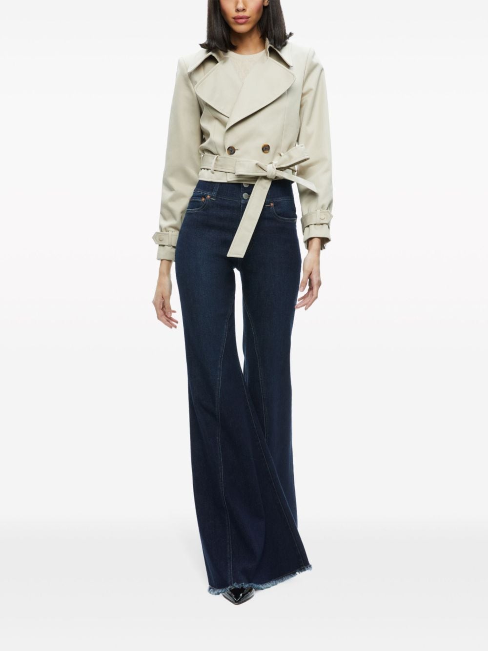 Shop Alice And Olivia Hayley Cropped Gabardine Jacket In Neutrals