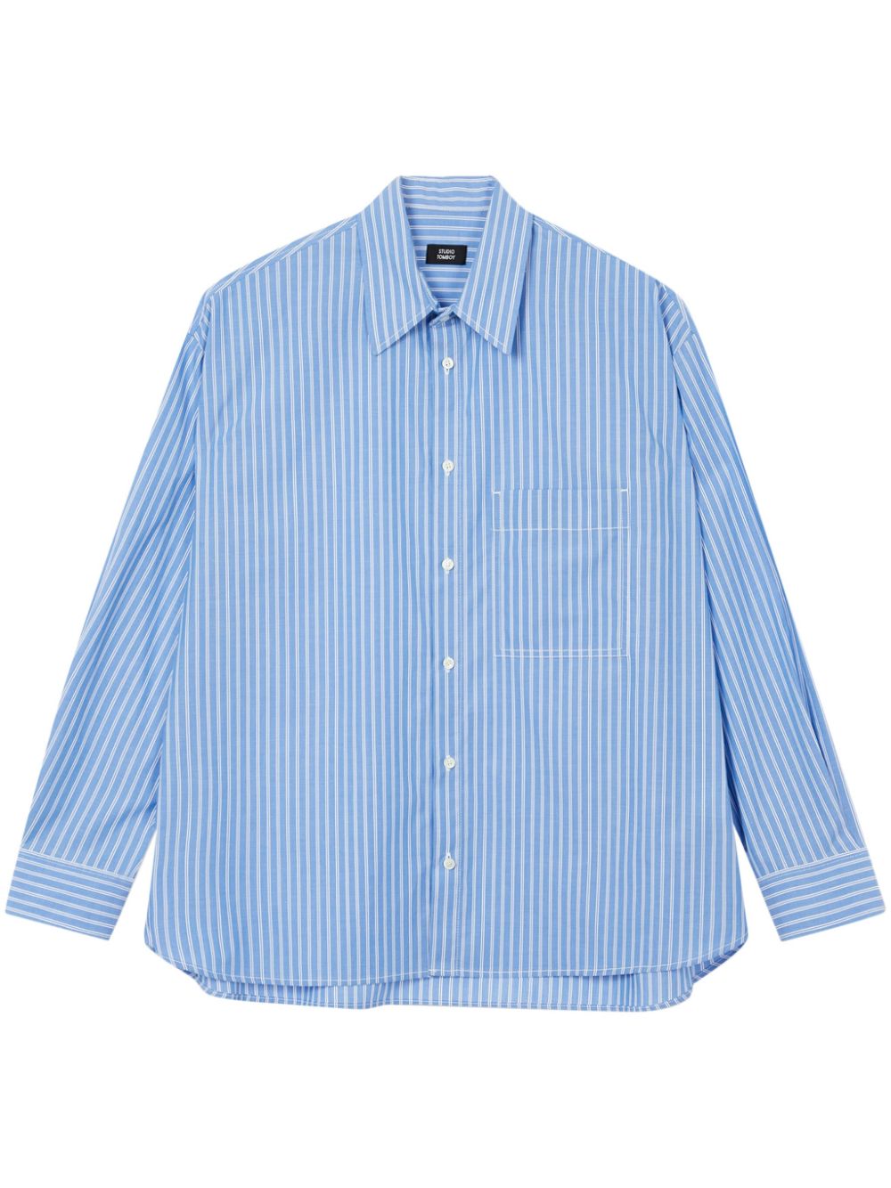 Shop Studio Tomboy Striped Cotton Shirt In Blue