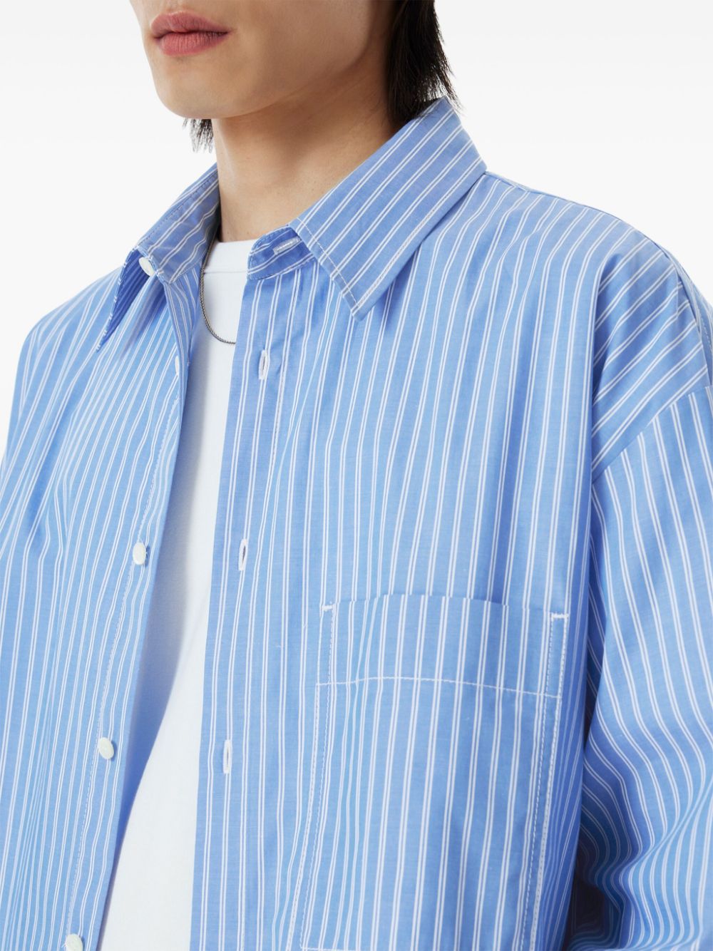 Shop Studio Tomboy Striped Cotton Shirt In Blue