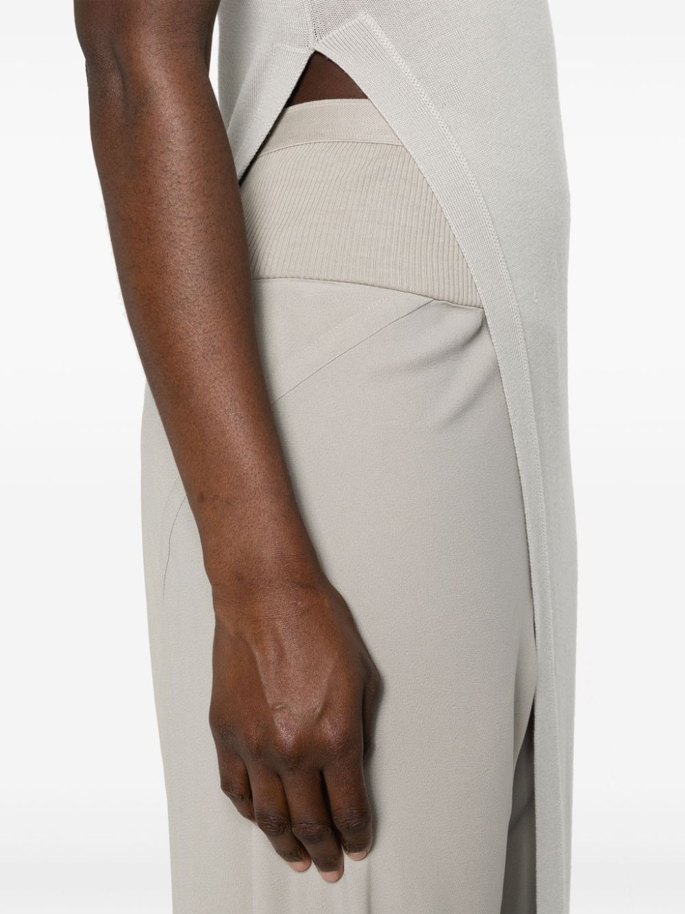 Shop Rick Owens Ribbed-waistband Wide-leg Trousers In Neutrals
