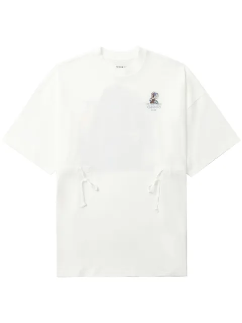 Musium Div. drawstring-waist embroidered T-shirt