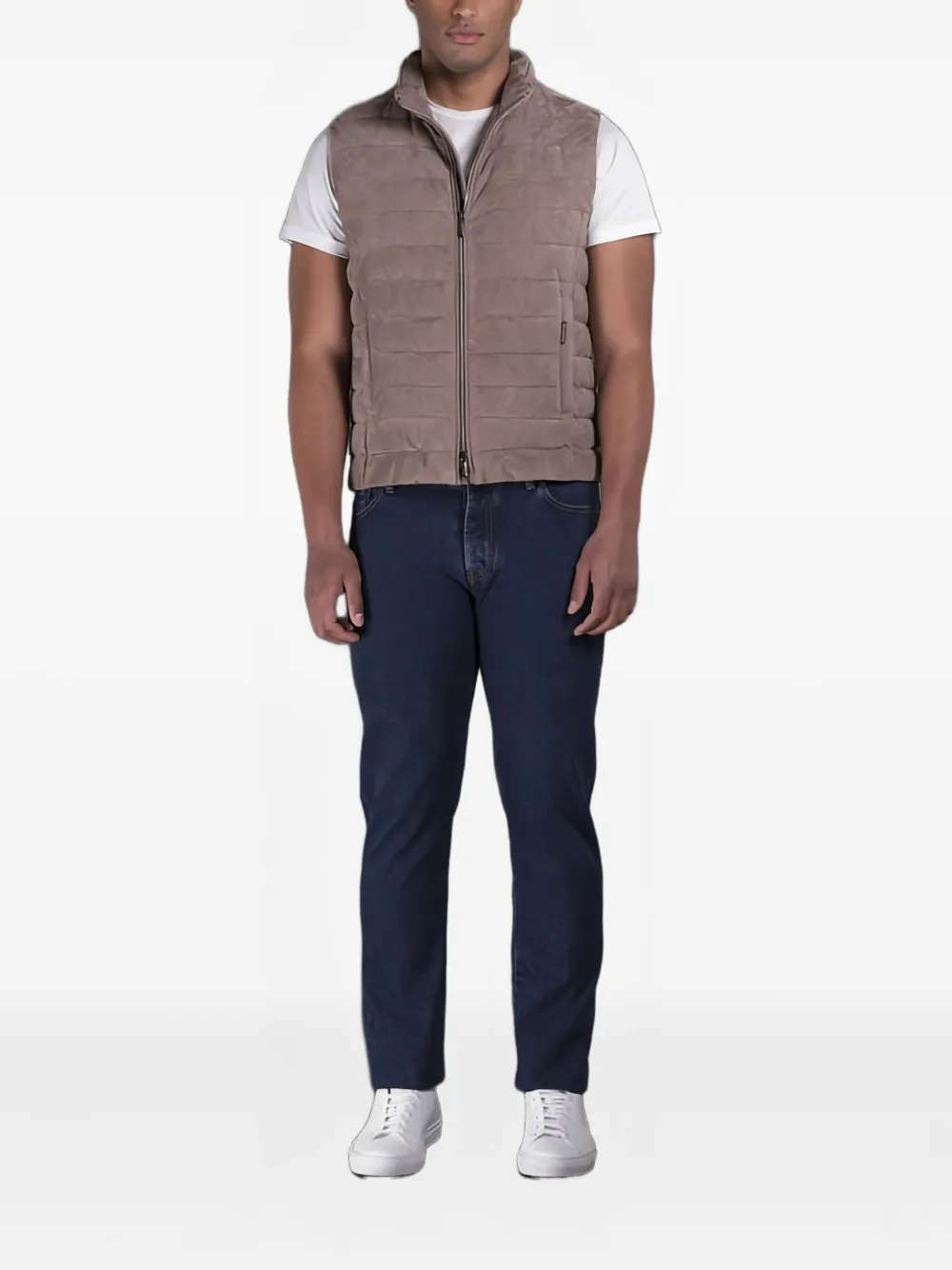 Moorer Calaf Padded Sleeveless Gilet In Neutral