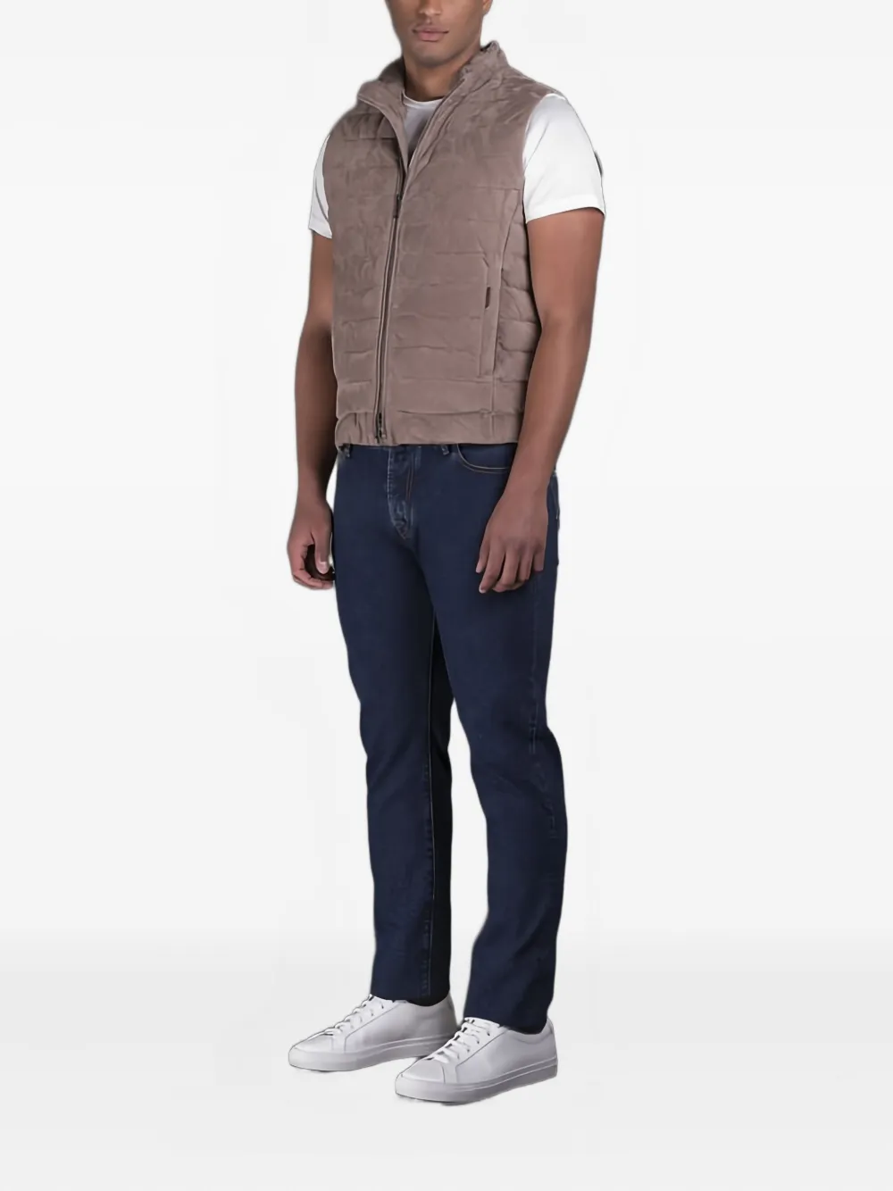 Moorer Calaf Padded Sleeveless Gilet In Neutral