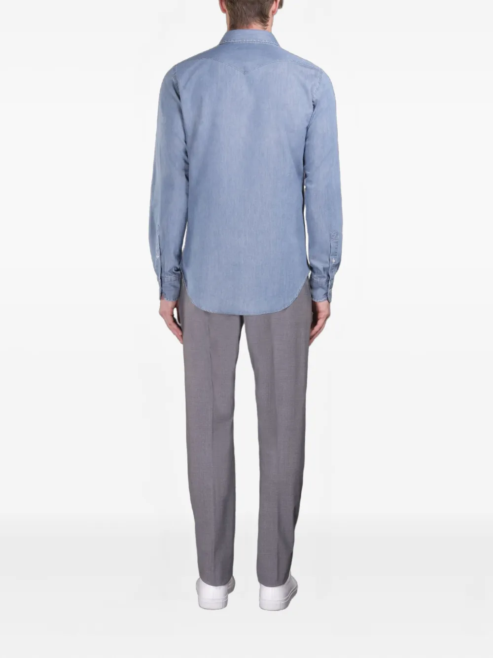 Moorer Harold denim overhemd met lange mouwen Blauw