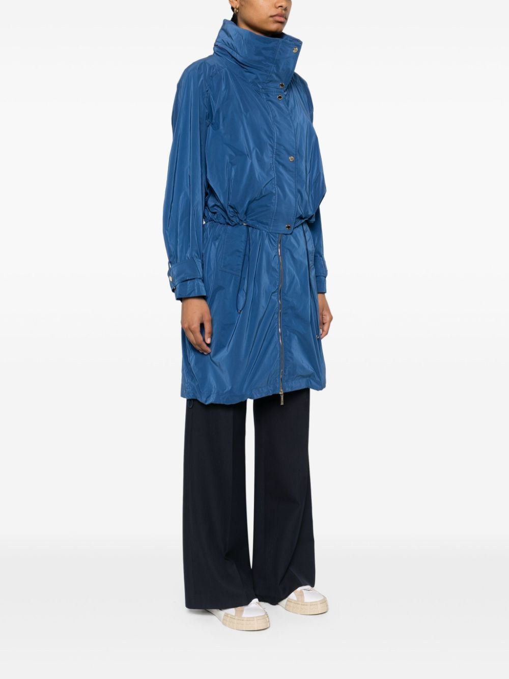 Shop Moorer Kathi Hooded Raincoat In Blue