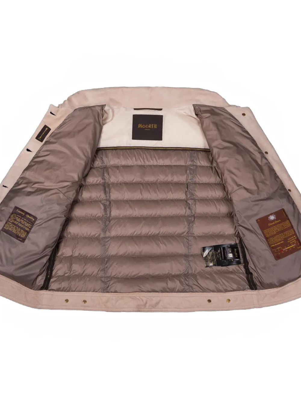 Moorer Petunia gewatteerd jack met suède vlak Beige