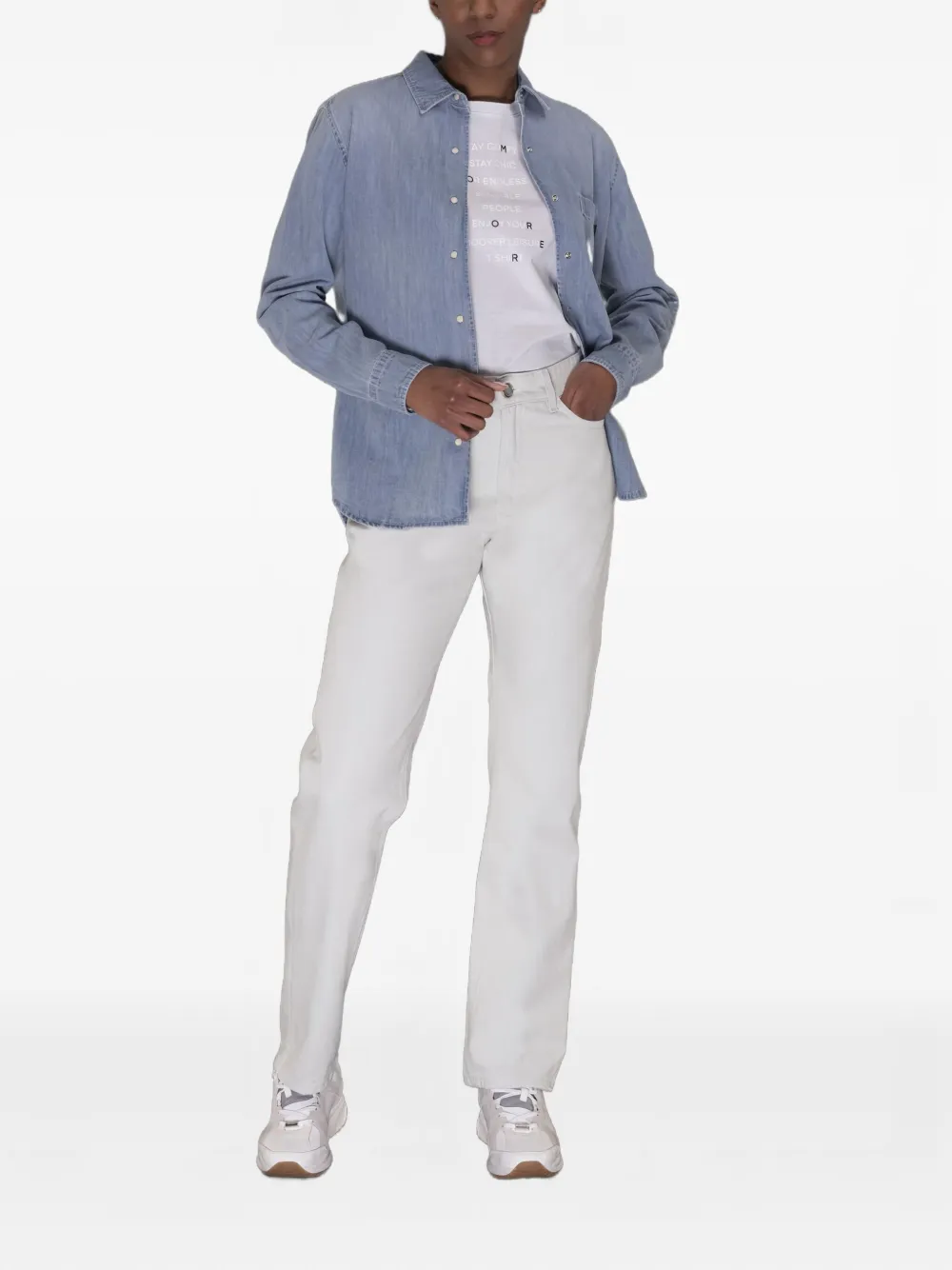 Moorer Alize-LGD blouse met zak en knopen - Blauw