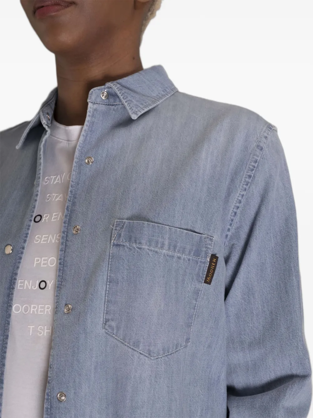 Moorer Alize- Lgd Pocket Buttoned Shirt In Blue