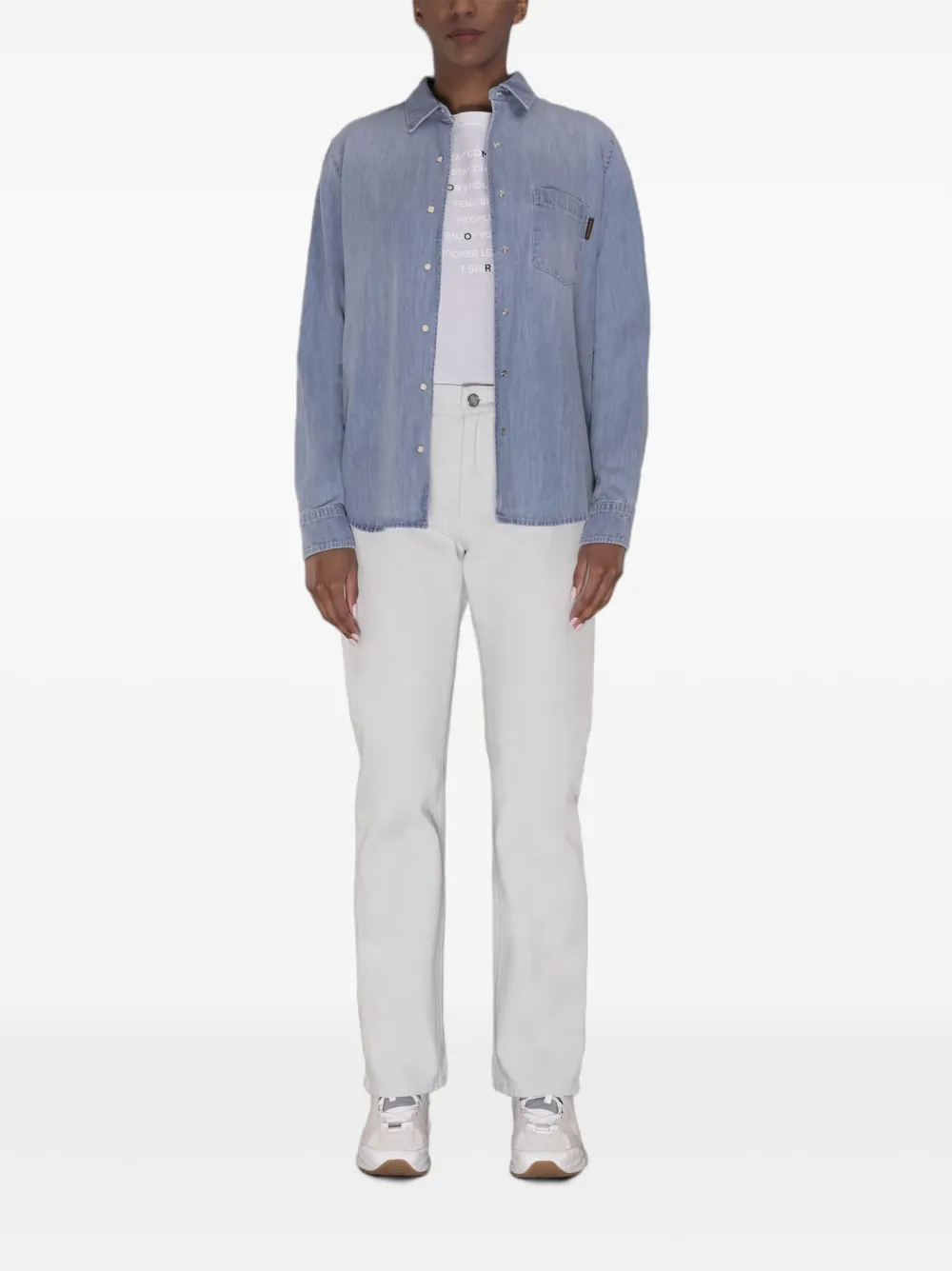 Moorer Alize- Lgd Pocket Buttoned Shirt In Blue